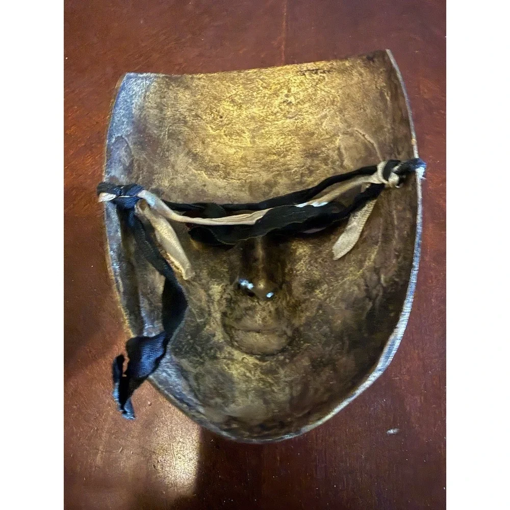 Vintage Brass Mardi Gras Theater Mask Black Gold Wall Decor Made In India‎